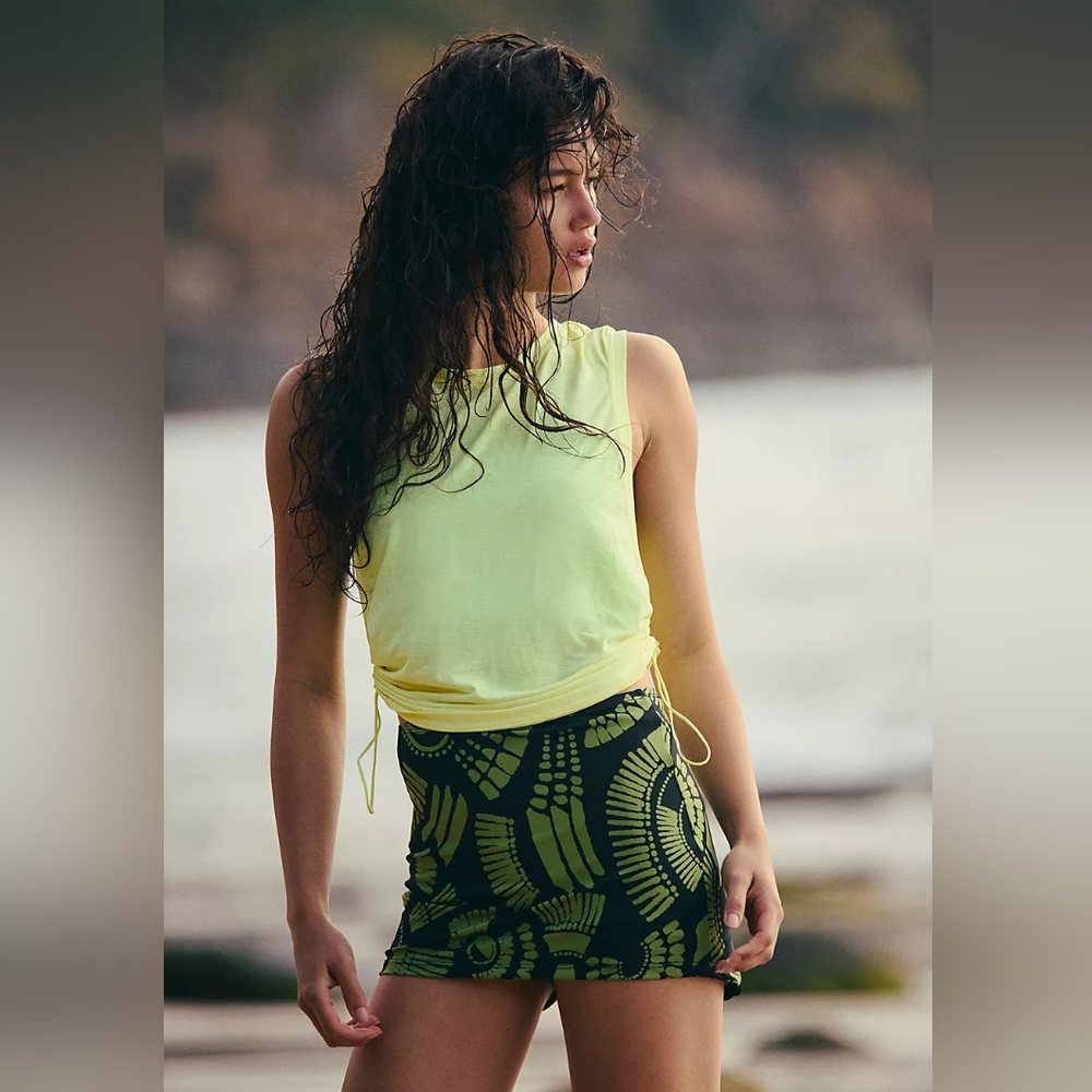 FP Movement Tempo Sport Mode Tank Top Yellow L Ruched Shirt Free People Athletic - Picture 4 of 13